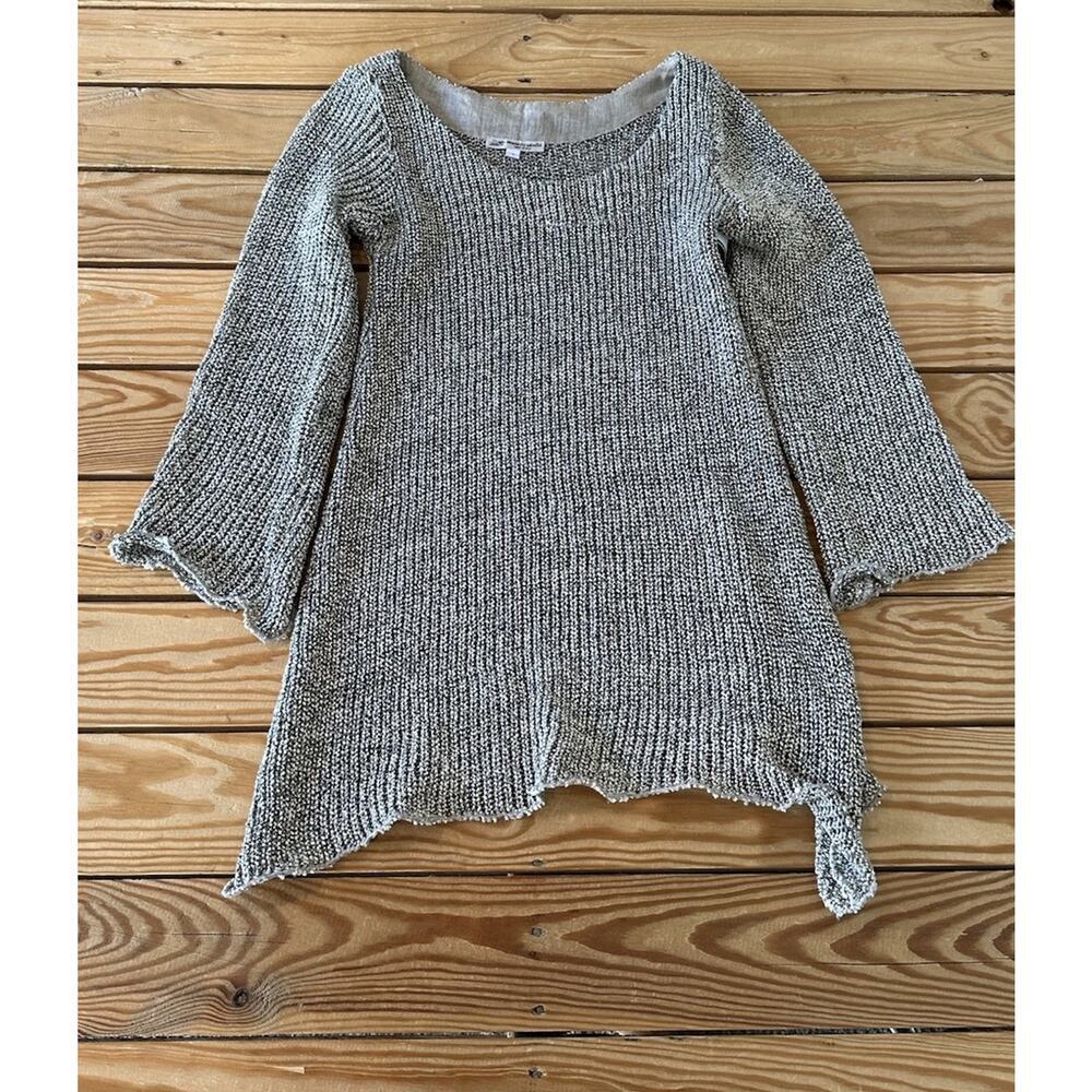 Mastro Moda Made In Italy Linen Blend 3/4 Sleeve Sweater Size Small Women’s Gray